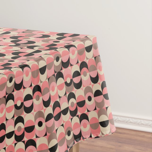 Mid-Century Modern Pink Pattern Tablecloth (In Situ)