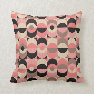 Mid-Century Modern Pink Pattern Throw Pillow