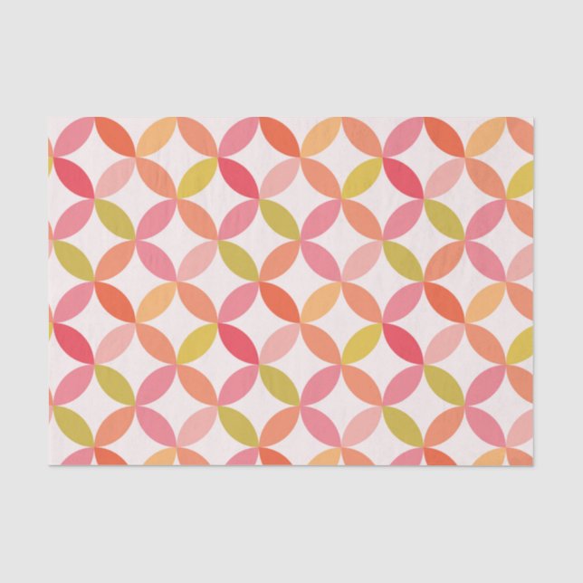 Mid century modern pink red orange Circles  Tissue Paper (Front)
