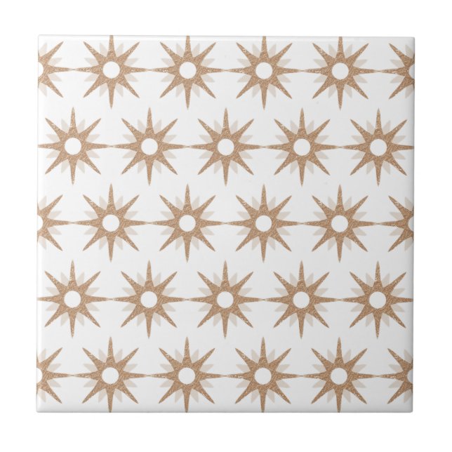 Mid-Century Modern Pink Starburst Pattern Tile (Front)