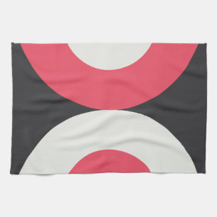 Mid-Century Modern Pink White and Grey T Kitchen Towel