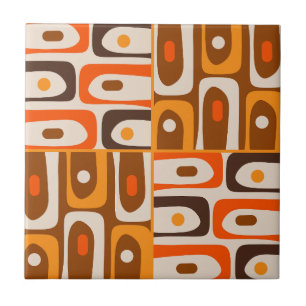 Mid Century Modern Piquet 70s Orange and Brown Tile