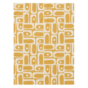 Mid Century Modern Piquet Abstract Pattern Mustard Tablecloth