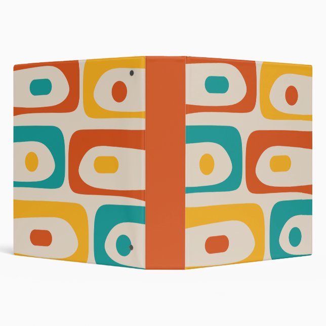 Mid Century Modern Piquet Abstract Pattern Orange Binder (Background)