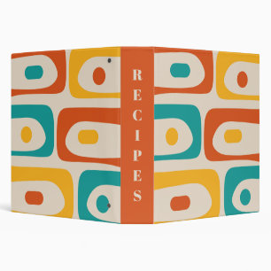 Mid Century Modern Piquet Abstract Pattern Orange Binder