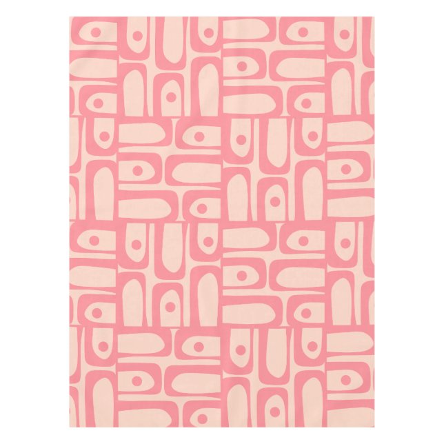 Mid Century Modern Piquet Abstract Pattern Pink Tablecloth (Front)