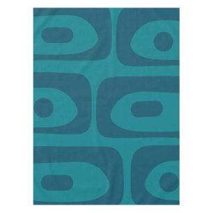 Mid Century Modern Piquet Abstract Pattern Teal Tablecloth