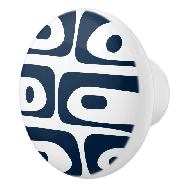 Mid-century Modern Piquet Minimalist Navy Ceramic Knob (Right)
