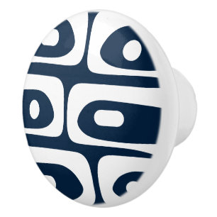 Mid-century Modern Piquet Minimalist Navy Ceramic Knob