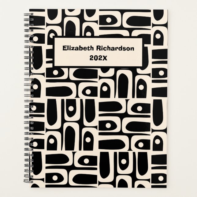 Mid-Century Modern Piquet Minimalist Personalized Planner (Front)