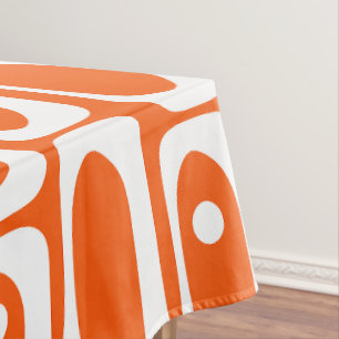 Mid-century Modern Piquet Orange Multi Pattern Tablecloth