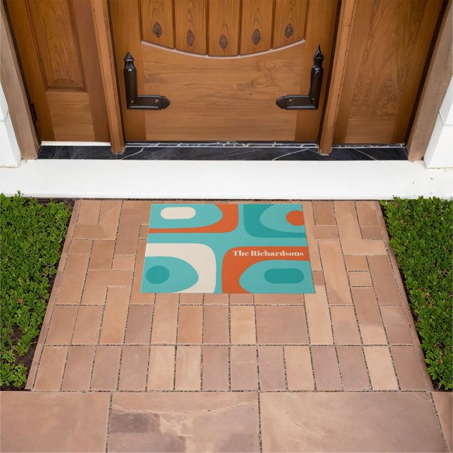 Mid-century Modern Piquet Pattern Personalized Doormat (Outdoor)