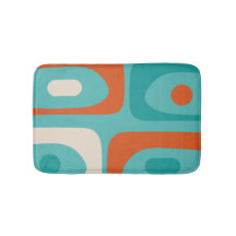 Mid-century Modern Piquet Pattern Teal Orange