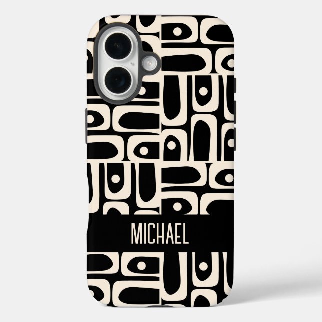 Mid Century Modern Piquet Personalized Black  Case-Mate iPhone Case (Back)