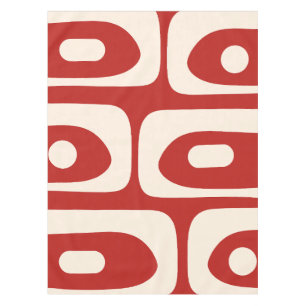 Mid-century Modern Piquet Red and Cream Tablecloth
