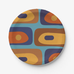 Mid Century Modern Piquet Retro Abstract Pattern Paper Plate