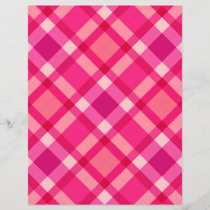 Mid-Century Modern Plaid, Fuchsia Pink and Wine