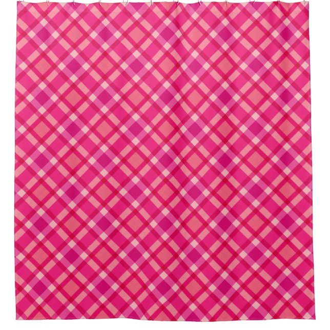 Mid-Century Modern Plaid, Fuchsia Pink & Coral Red (Front)