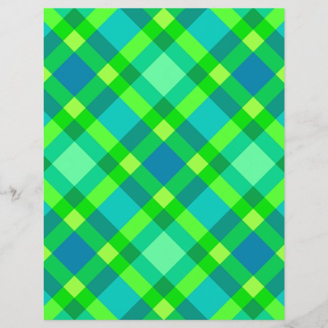 Mid-Century Modern Plaid, Jade Green & Turquoise (Front)