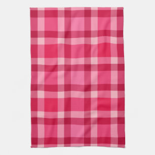 Mid-Century Modern Plaid - Pink and Wine Kitchen Towel