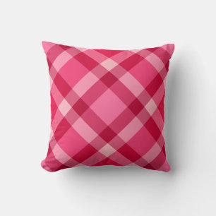 Mid-Century Modern Plaid - Pink and Wine Throw Pillow