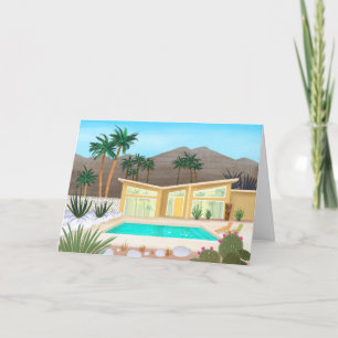 Mid Century Modern Pool House Blank Card
