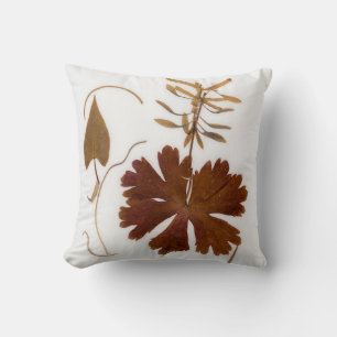 Mid-Century Modern Pressed Flowers Throw Pillow