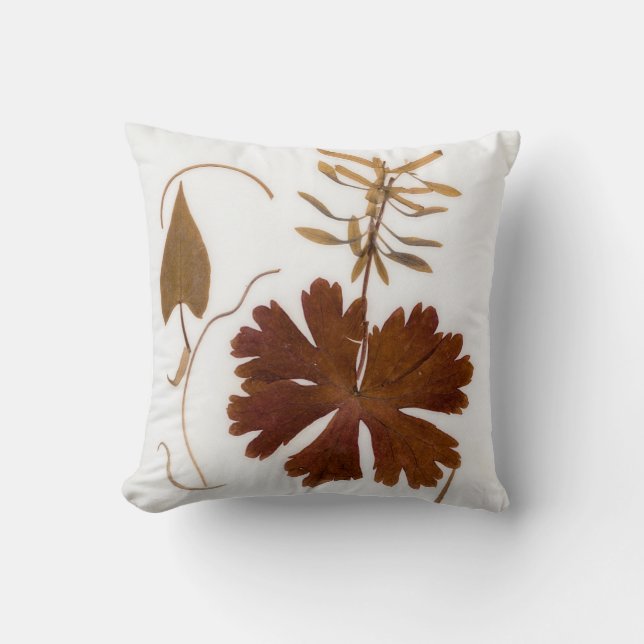 Mid-Century Modern Pressed Flowers Throw Pillow (Front)