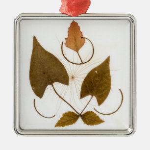 Mid-Century Modern Pressed Leaf Design Metal Ornament