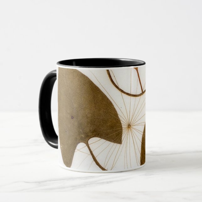 Mid-Century Modern Pressed Leaf Design Mug (Front Left)
