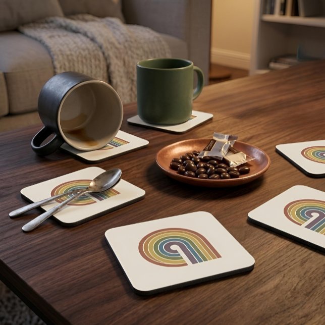 Mid-Century Modern Pride Hard Plastic Set of 6 Coaster (Lifestyle Shot)