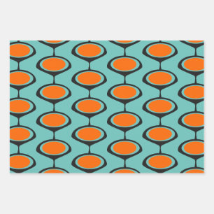 Mid Century Modern Print CUSTOM COLOR  Wrapping Paper Sheet