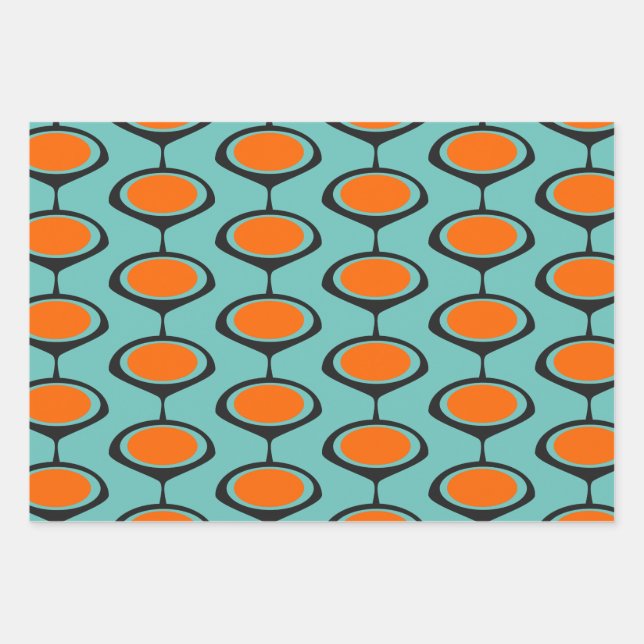 Mid Century Modern Print CUSTOM COLOR  Wrapping Paper Sheet (Front)