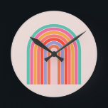 Mid Century Modern Rainbow Round Clock<br><div class="desc">Abstract Retro Rainbow – Colourful Rainbow.</div>