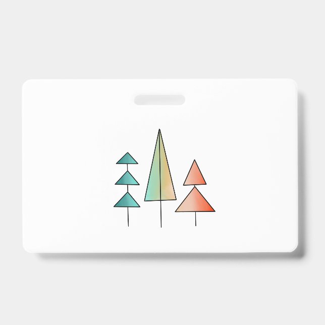 mid century modern rainbow trees blush teal simple badge (Front)