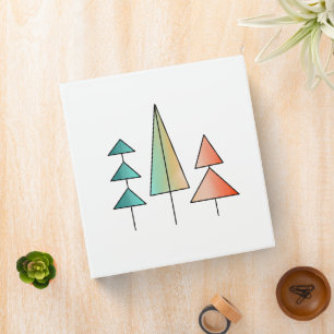 mid century modern rainbow trees blush teal simple binder