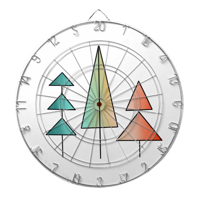 mid century modern rainbow trees blush teal simple dartboard (Front)