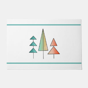 mid century modern rainbow trees blush teal simple doormat