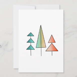 mid century modern rainbow trees blush teal simple invitation