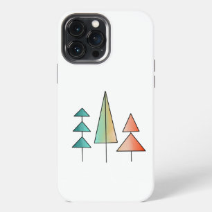 mid century modern rainbow trees blush teal simple iPhone 13 pro max case