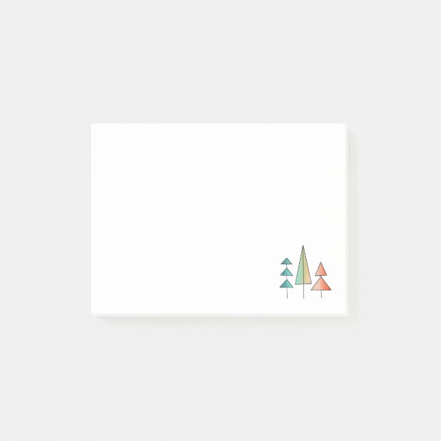 mid century modern rainbow trees blush teal simple post-it notes (Front)