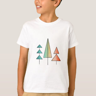 mid century modern rainbow trees blush teal simple T-Shirt