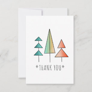 mid century modern rainbow trees blush teal simple thank you card