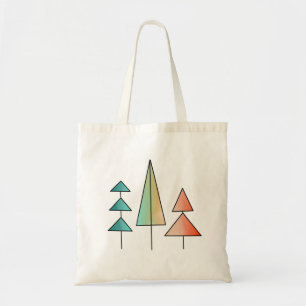 mid century modern rainbow trees blush teal simple tote bag