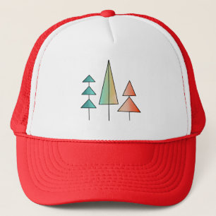 mid century modern rainbow trees blush teal simple trucker hat