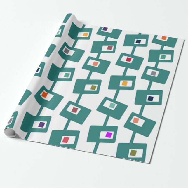 Mid-Century Modern Rectangles and Squares Wrapping Paper (Unrolled)