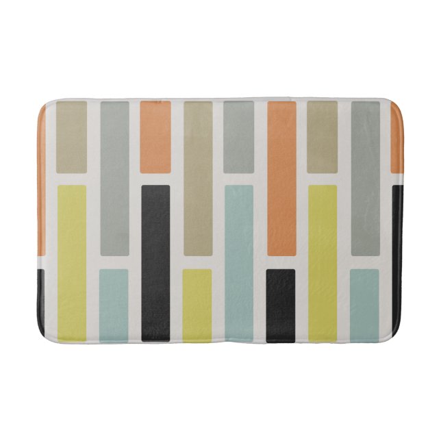 Mid Century Modern Rectangles Bath Mat (Front)