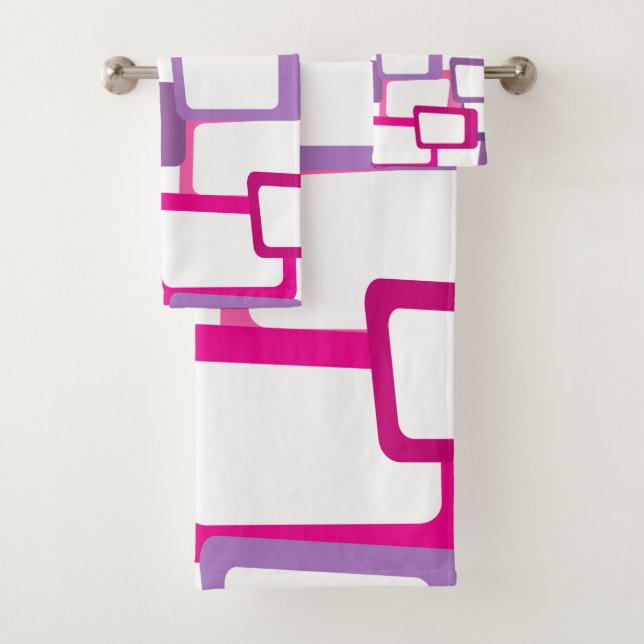 Mid-Century Modern Rectangles Bath Towel Set (Insitu)