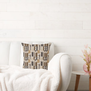 Mid Century Modern Rectangles in Earth Tones Throw Pillow
