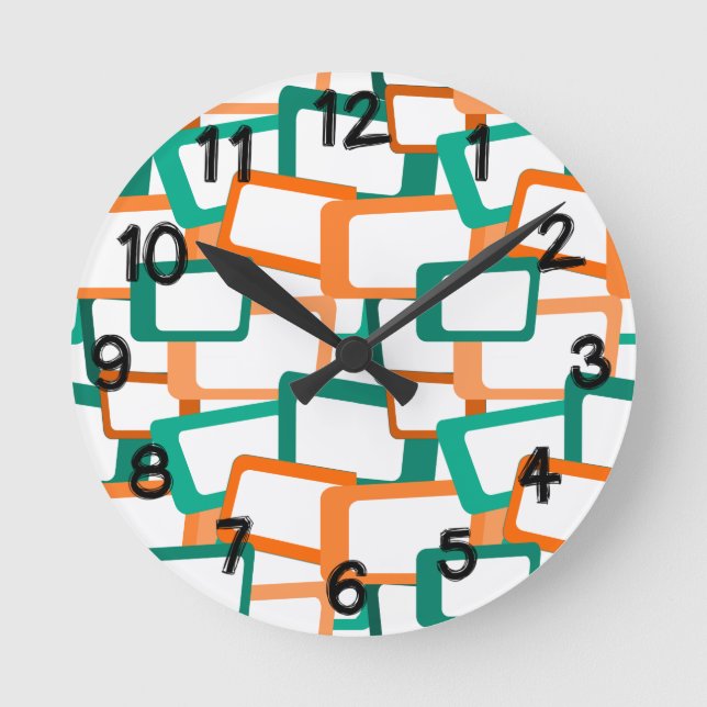 Mid-Century Modern Rectangles Round Clock (Front)